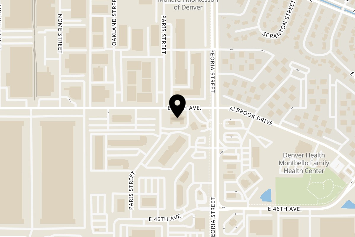 Map showing the location of Machetes Gourmet on 12050 E 47th Ave in Denver
